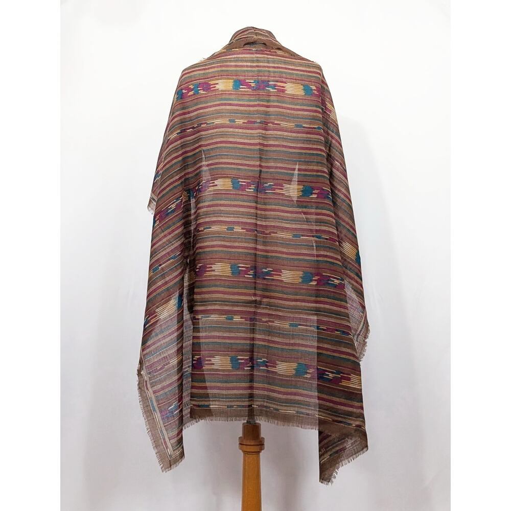 Albert Nipon Scarf Brown Southwestern Print Wool Square 42 x 43